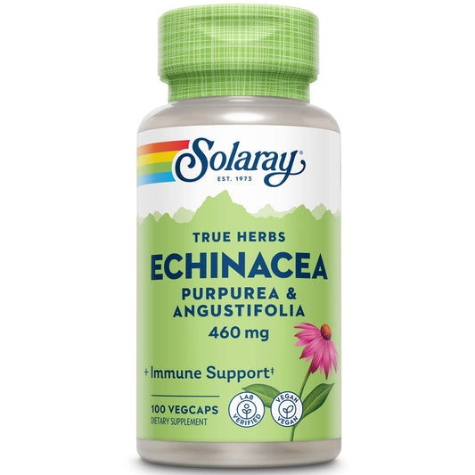 SOLARAY Echinacea Angustifolia & Purpurea Root, Veg Cap (Btl-Plastic) 460mg | 100ct BritishVita | Premium UK Vitamins & Wellness Supplements