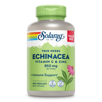 SOLARAY Echinacea Vitamin C & Zinc 850mg – Immune Support Capsules | Vegan, Lab Verified, 180 VegCaps