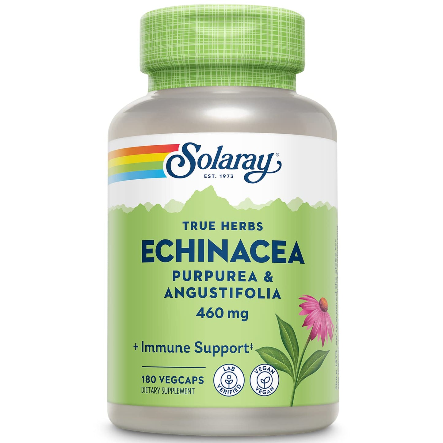 SOLARAY Echinacea Purpurea & Angustifolia Root 460 mg – Immune & Respiratory Support (180 VegCaps)