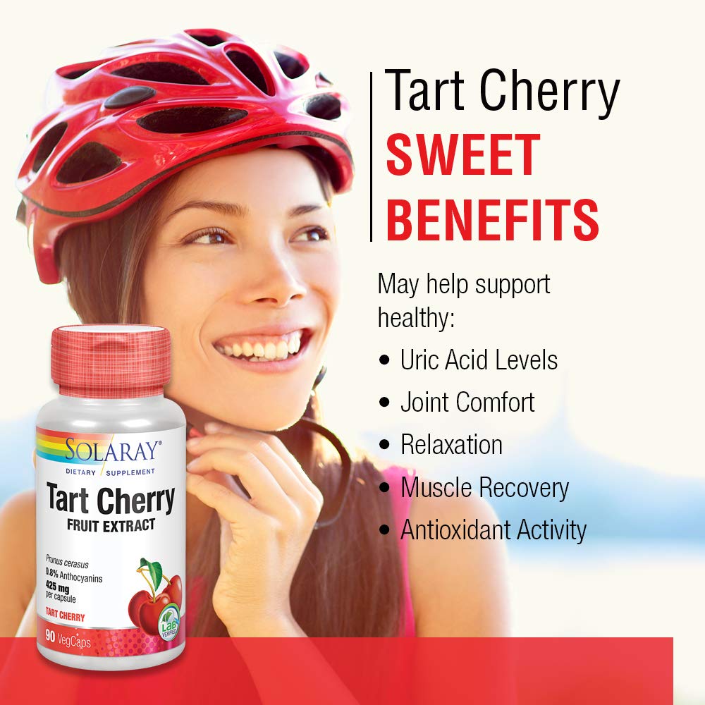 Solaray Tart Cherry Capsules 850mg – 0.8% Anthocyanins, Vegan, 45 Servings