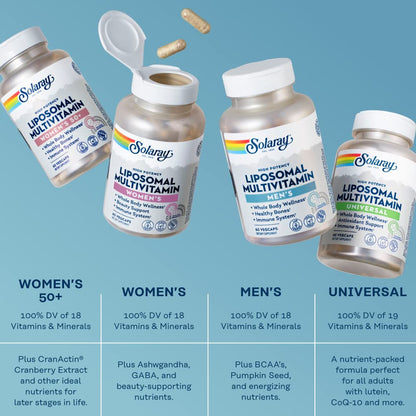 SOLARAY Liposomal Multivitamin for Men – Immune Support, Energy & Bone Health