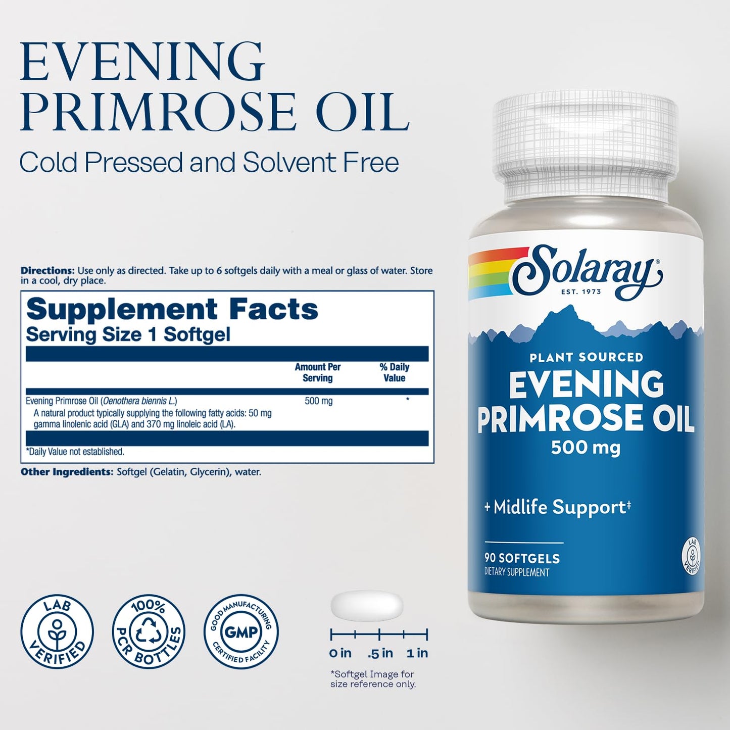 SOLARAY Evening Primrose Oil 500mg – Midlife Support, GLA & LA