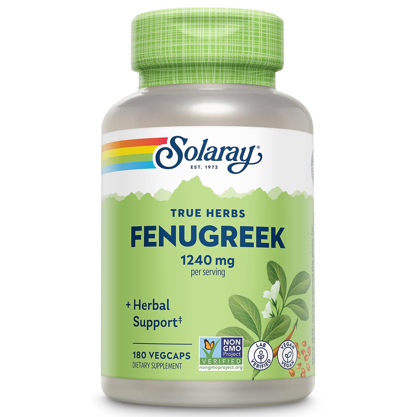 SOLARAY Fenugreek Seed 1240 mg – Digestion Support | Vegan & Lab Verified