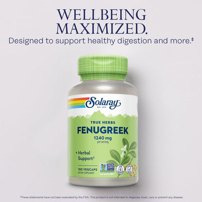 SOLARAY Fenugreek Seed 1240 mg – Digestion Support | Vegan & Lab Verified