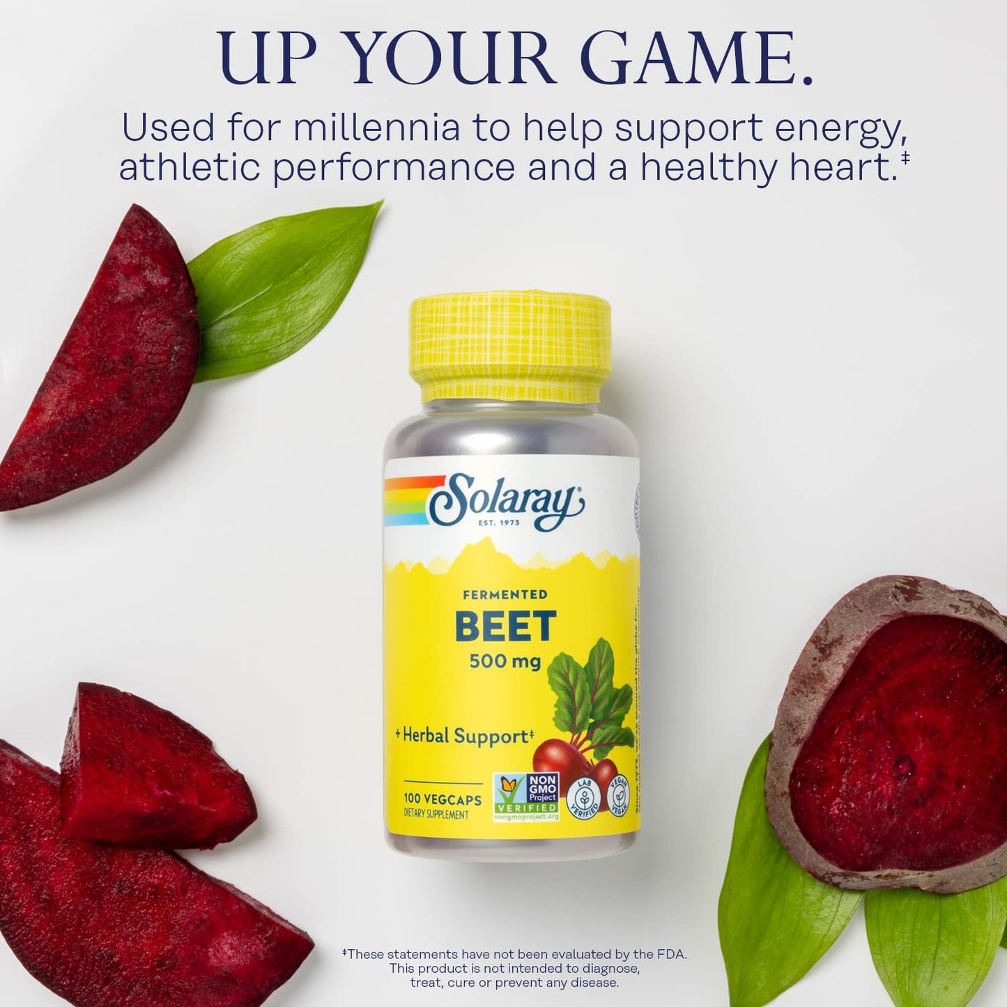 SOLARAY Fermented Beet Root Capsules - Organic Beets, Energy & Endurance
