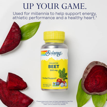SOLARAY Fermented Beet Root Capsules - Organic Beets, Energy & Endurance