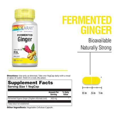 SOLARAY Fermented Ginger Root 400mg | 100 VegCaps