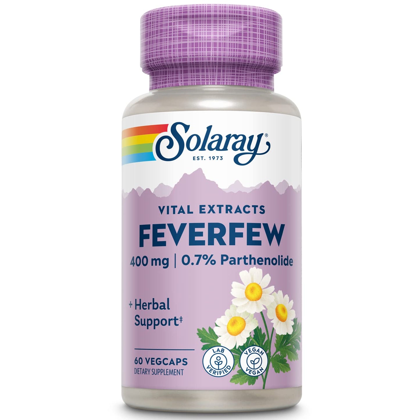 SOLARAY Feverfew Extract 400 mg | Healthy Circulation & Blood Vessels, Head Comfort Support | Non-GMO | 60 VegCaps