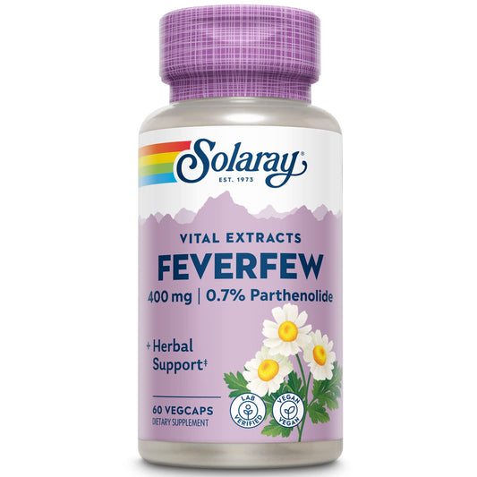 SOLARAY Feverfew Extract 400 mg | Healthy Circulation & Blood Vessels, Head Comfort Support | Non-GMO | 60 VegCaps BritishVita | Premium UK Vitamins & Wellness Supplements