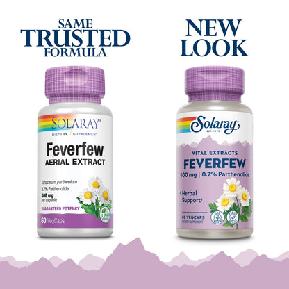 SOLARAY Feverfew Extract 400 mg | Healthy Circulation & Blood Vessels, Head Comfort Support | Non-GMO | 60 VegCaps
