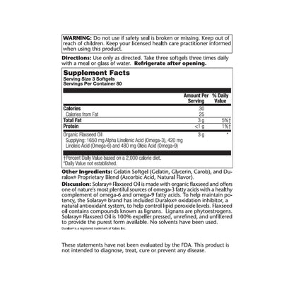 SOLARAY Flaxseed Oil 3000 mg | Omega 3-6-9 Softgels for Skin Health