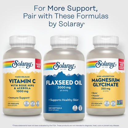 SOLARAY Flaxseed Oil 3000 mg | Omega 3-6-9 Softgels for Skin Health