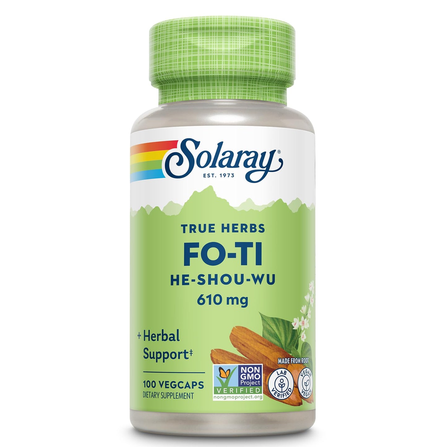 SOLARAY Fo-Ti 610 mg – Vegan Aging & Longevity Support for Hair, Skin & Nails