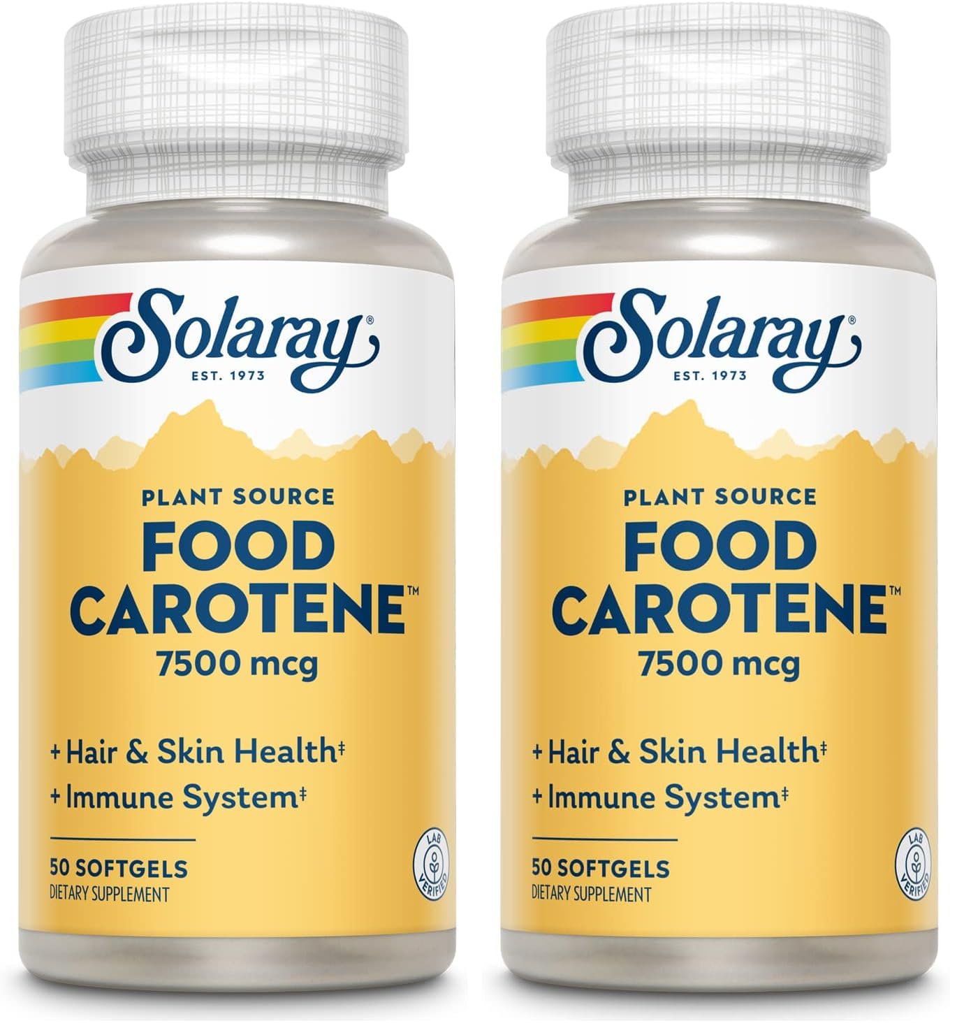 SOLARAY Food Carotene 25000IU Beta Carotene | Healthy Skin & Eyes, Immune Support | 50ct (Pack of 2)