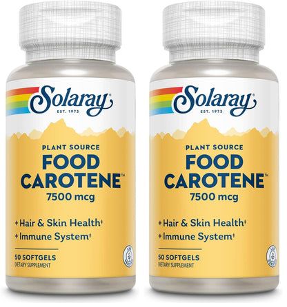SOLARAY Food Carotene 25000IU Beta Carotene | Healthy Skin & Eyes, Immune Support | 50ct (Pack of 2)