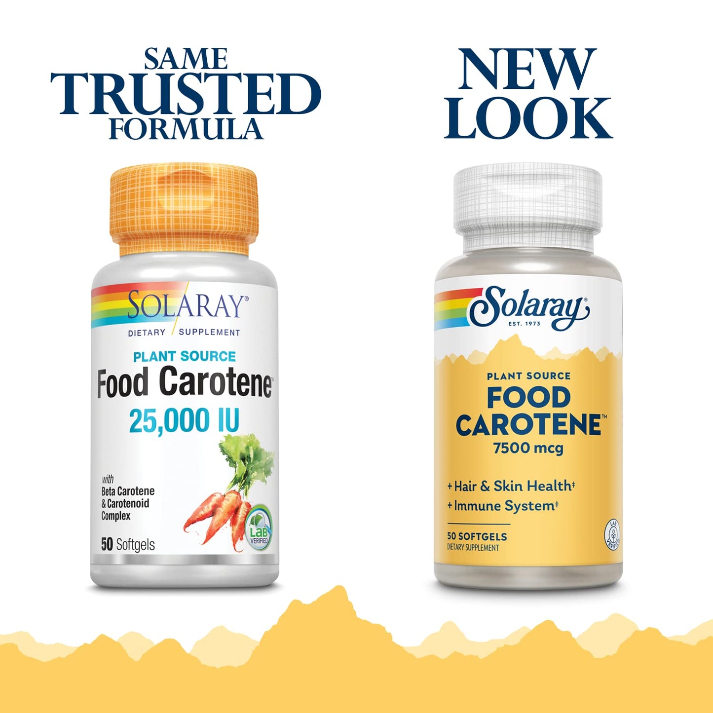 SOLARAY Food Carotene 25000IU Beta Carotene | Healthy Skin & Eyes, Immune Support | 50ct (Pack of 2)