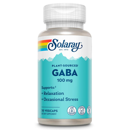 SOLARAY Plant-Sourced GABA 100 mg | Relaxation & Mood Support | Vegan & Gluten Free