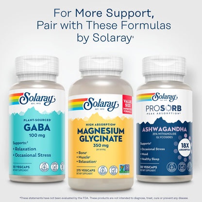 SOLARAY Plant-Sourced GABA 100 mg | Relaxation & Mood Support | Vegan & Gluten Free