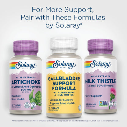 SOLARAY Gallbladder Support Formula | Healthy Gallbladder & Liver Support | 30 Servings | 90 VegCaps