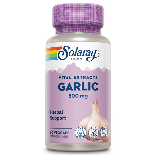 Solaray Garlic 500mg – Odorless Enteric VegCaps for Heart Health & Immunity BritishVita | Premium UK Vitamins & Wellness Supplements
