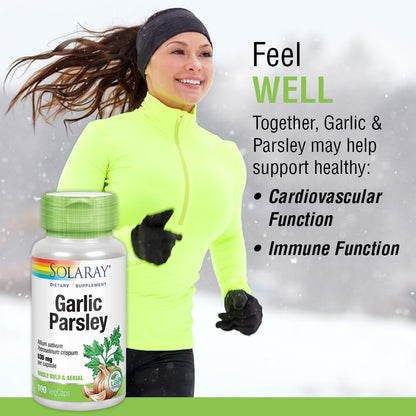 SOLARAY Garlic Bulb & Parsley Leaf 530mg – Cardiovascular & Immune Support | Non-GMO & Vegan | 100 VegCaps