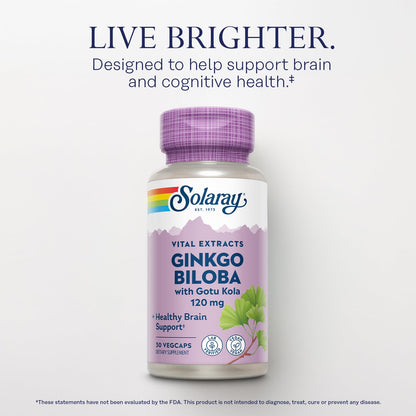 Solaray Ginkgo Biloba with Gotu Kola – Brain Health, Vegan, Lab Verified, 60-Day Guarantee (Pack of 2)