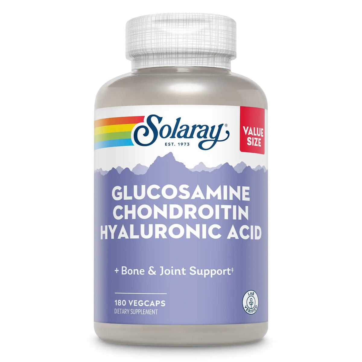 SOLARAY Glucosamine Chondroitin Hyaluronic Acid Joint Support with Vitamin C | Lab Verified, 60-Serving, 180 VegCaps BritishVita | Premium UK Vitamins & Wellness Supplements
