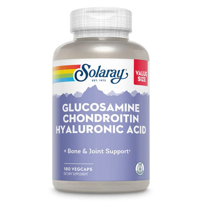 SOLARAY Glucosamine Chondroitin Hyaluronic Acid Joint Support with Vitamin C | Lab Verified, 60-Serving, 180 VegCaps BritishVita | Premium UK Vitamins & Wellness Supplements