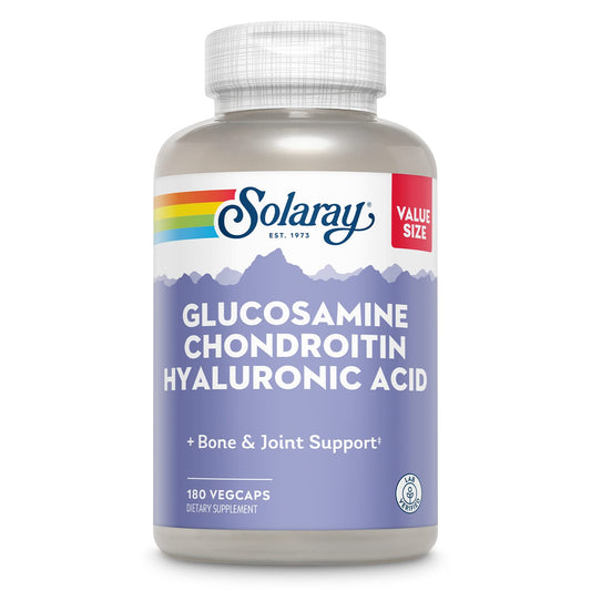 SOLARAY Glucosamine Chondroitin Hyaluronic Acid Joint Support with Vitamin C | Lab Verified, 60-Serving, 180 VegCaps BritishVita | Premium UK Vitamins & Wellness Supplements