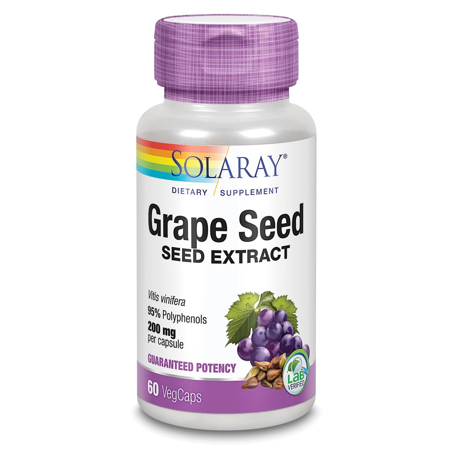 SOLARAY Grape Seed Extract 200 mg + Bioflavonoid Complex | Heart Health Support | 60 VegCaps