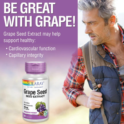 SOLARAY Grape Seed Extract 200 mg + Bioflavonoid Complex | Heart Health Support | 60 VegCaps