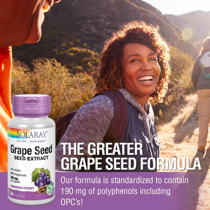 SOLARAY Grape Seed Extract 200 mg + Bioflavonoid Complex | Heart Health Support | 60 VegCaps