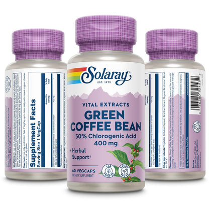 SOLARAY Green Coffee Bean Extract 400mg Veg Cap – Guaranteed Potency, 60ct