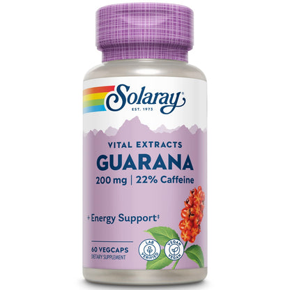 SOLARAY Guarana Seed Extract 300mg - 60 VegCaps | 44mg Caffeine