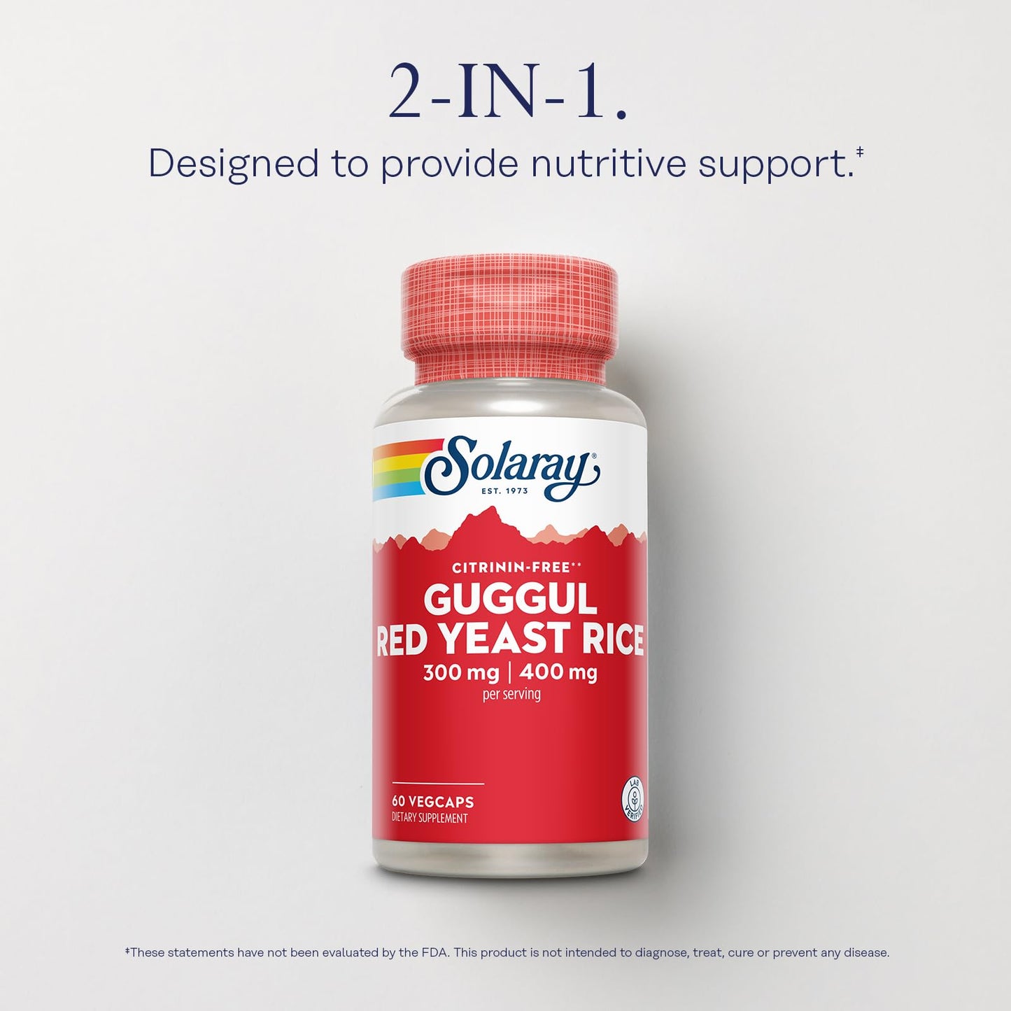 SOLARAY Guggul Gum Extract & Red Yeast Rice | Cardiovascular Support | 60ct
