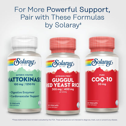 SOLARAY Guggul Gum Extract & Red Yeast Rice | Cardiovascular Support | 60ct