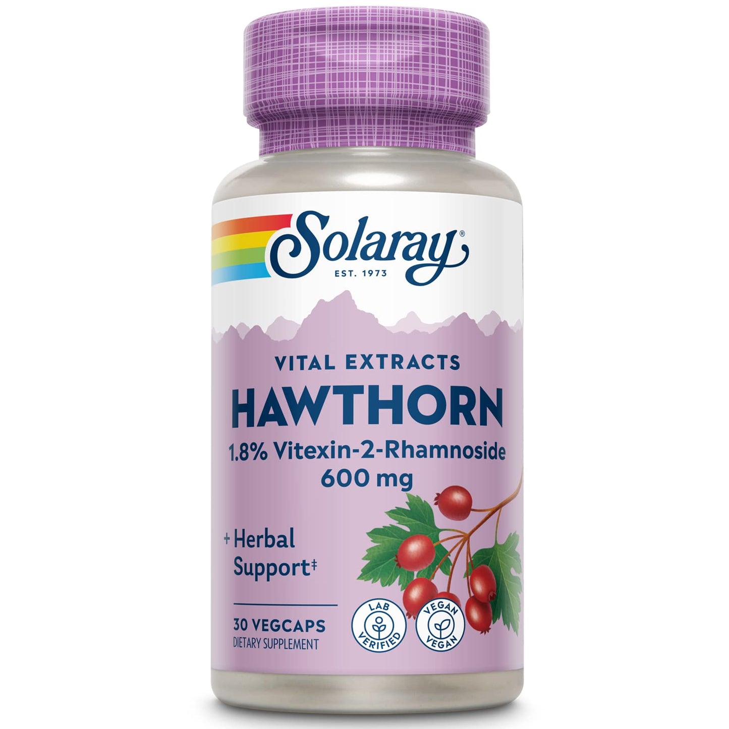 SOLARAY One Daily Hawthorn Extract Supplement, 600mg | 30 Count