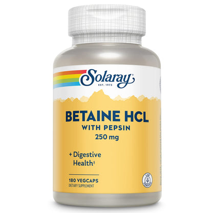 Solaray HCl with Pepsin - 250 mg | 180 VegCaps | Digestive Support