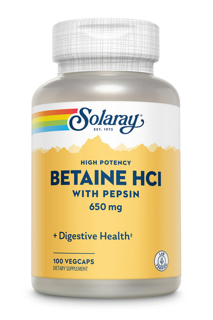 Solaray HCl with Pepsin - 250 mg | 180 VegCaps | Digestive Support