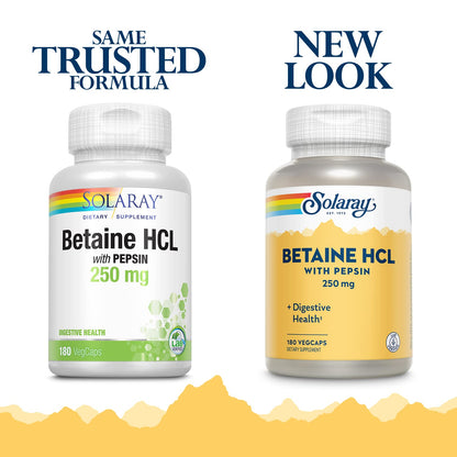 Solaray HCl with Pepsin - 250 mg | 180 VegCaps | Digestive Support