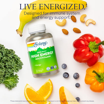 SOLARAY High Energy Multivitamin - Iron-Free, 1 Daily Timed-Release, 120 VegCaps