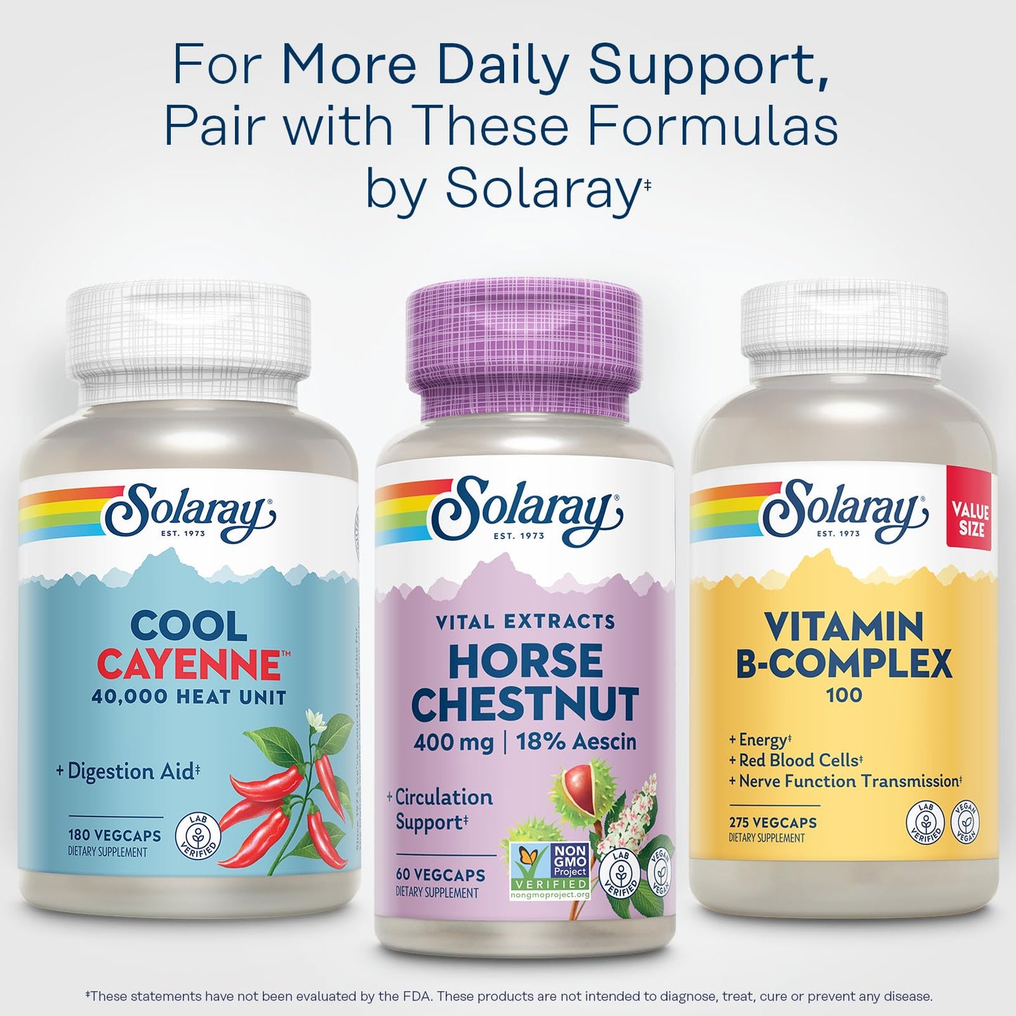 Solaray Horse Chestnut Extract 400 mg – 72 mg Aescin, 55 mg Butcher's Broom | Vein Health