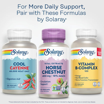 Solaray Horse Chestnut Extract 400 mg – 72 mg Aescin, 55 mg Butcher's Broom | Vein Health