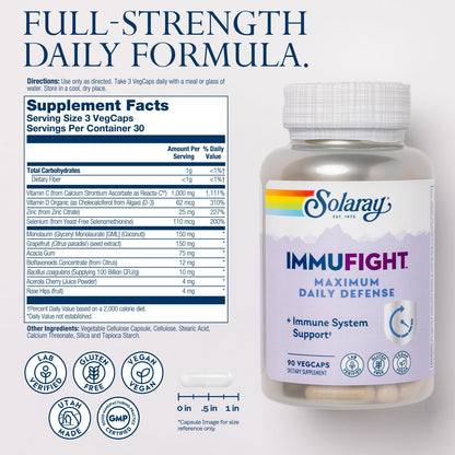 SOLARAY Immufight Maximum Daily Defense – All-Day Immune Support | Vegan & Gluten Free