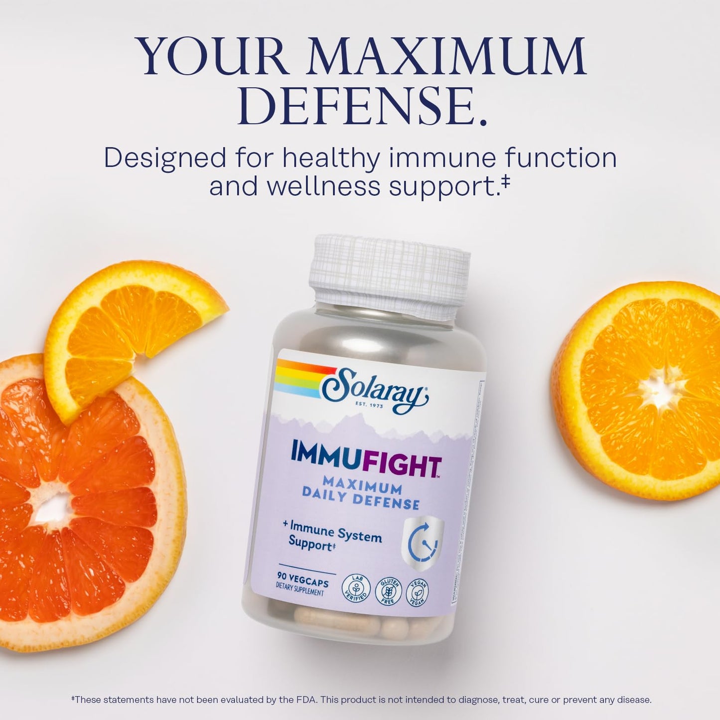 SOLARAY Immufight Maximum Daily Defense – All-Day Immune Support | Vegan & Gluten Free