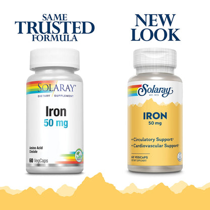 Solaray Iron 50 mg – Circulation & Red Blood Cell Support | 60 VegCaps