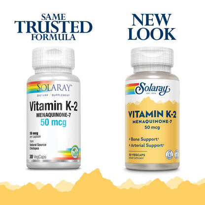 Solaray K2 MK7 Vitamin K2 (MK-7) 50 mcg Veg Cap | 30 Count