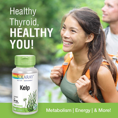 SOLARAY Kelp 550 mg with Folic Acid — Thyroid Support, Energy & Metabolism | Non-GMO | 100 VegCaps