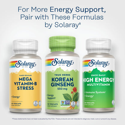 Solaray Korean Ginseng 550 mg - Stress & Energy | Non-GMO, Vegan