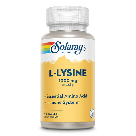 SOLARAY L Lysine - Free-Form Essential Amino Acid - Immune Support Supplement with 1000mg L-Lysine, 1000mg Vitamin C and 25mg Chelated Zinc - Lab Verified, 60-Day Guarantee, 30 Servings, 90 Tablets BritishVita | Premium UK Vitamins & Wellness Supplements